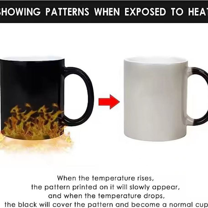 Personalized Heat-Activated Photo Ceramic Mug With Thermo-Chroma Sublimation Wrap And Ergonomic C-Handle