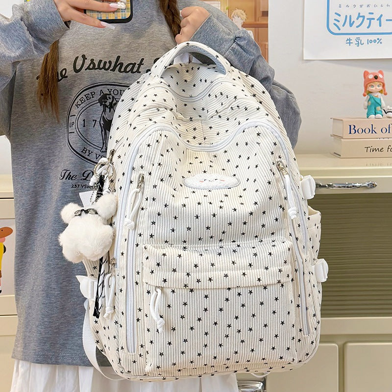 Trendy Star-Embellished Multi-Pocket Backpack Kalsten