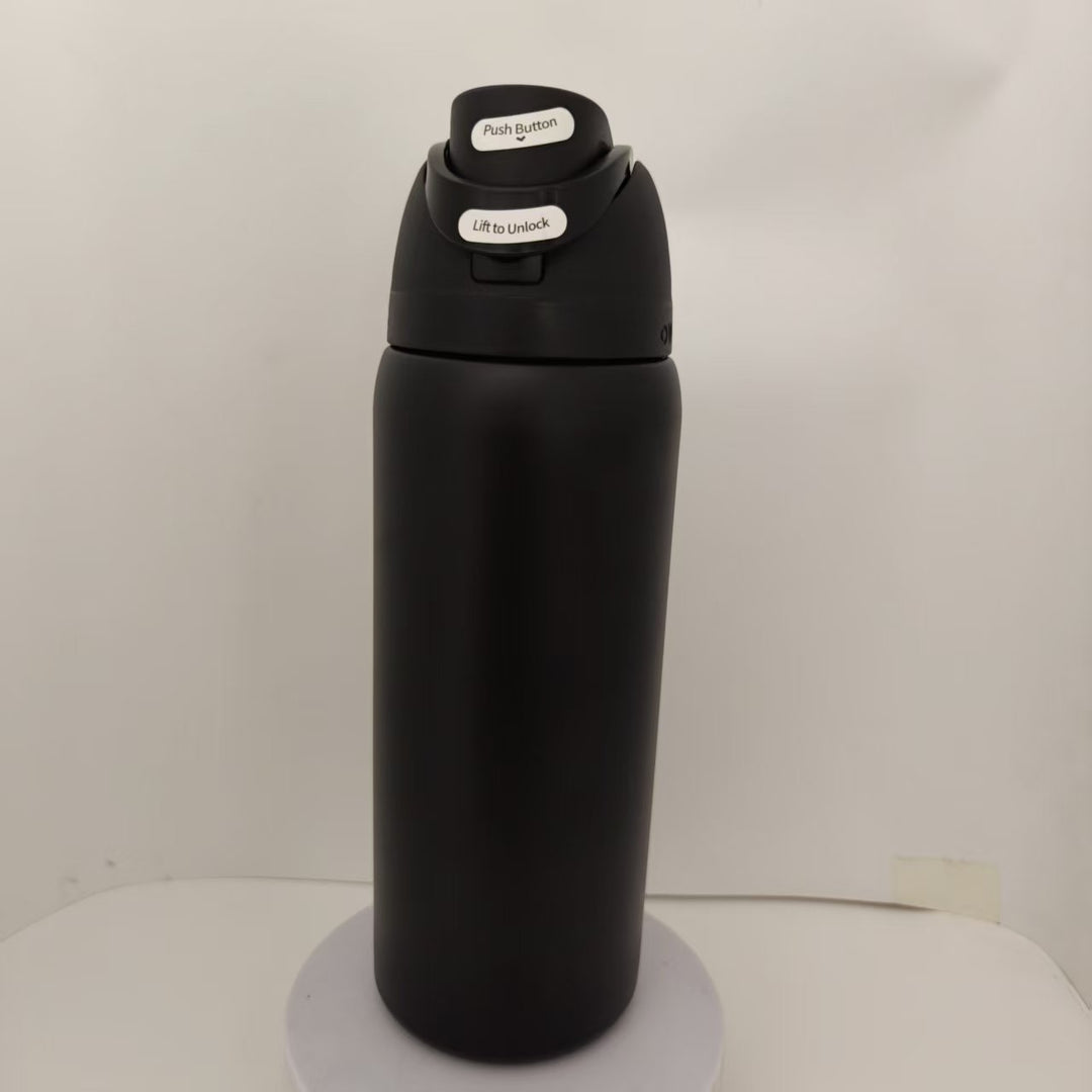 Double-Wall Vacuum Insulated Stainless Steel Travel Bottle With Flip Straw Leakproof Lid And Character Print
