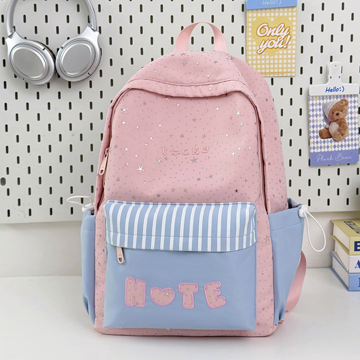 Cute Illustrated Star-Embellished Backpack Kalsten