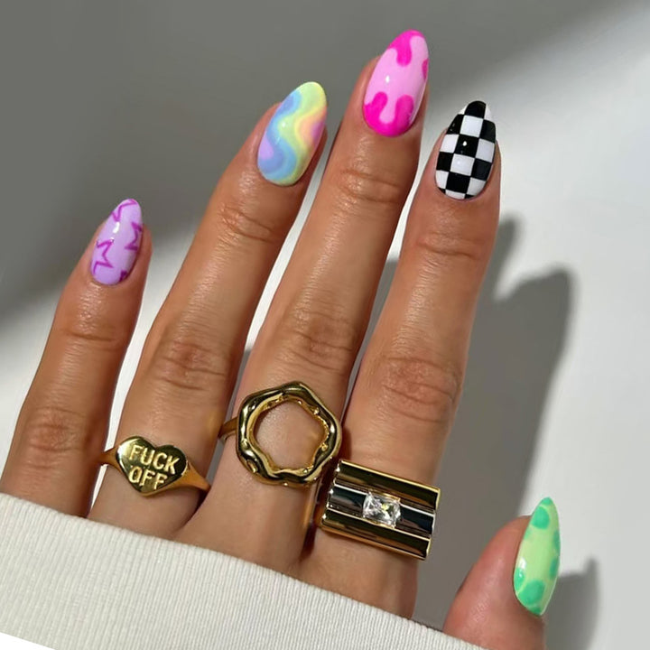 Artistic Multicolor Press-On Nails