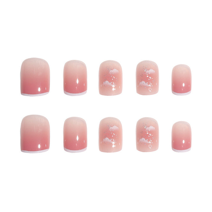 Artistic Press-On Nail Set with Cloud Design Kalsten