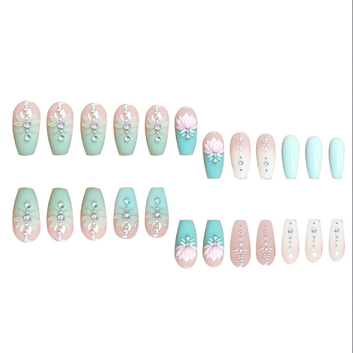 Floral and Gemstone Nail Art Extensions Kalsten