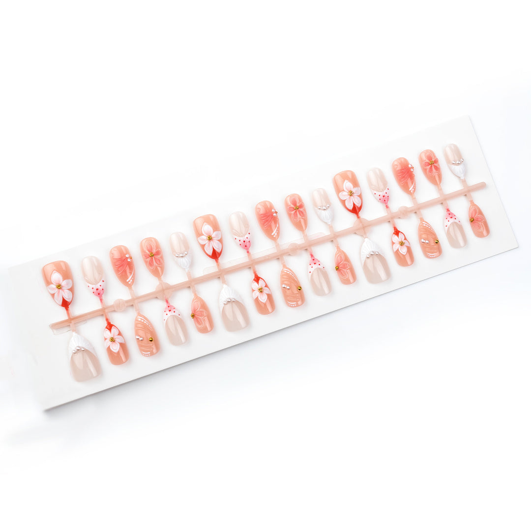Floral Decorative Press-On Nail Art Set 1790738810