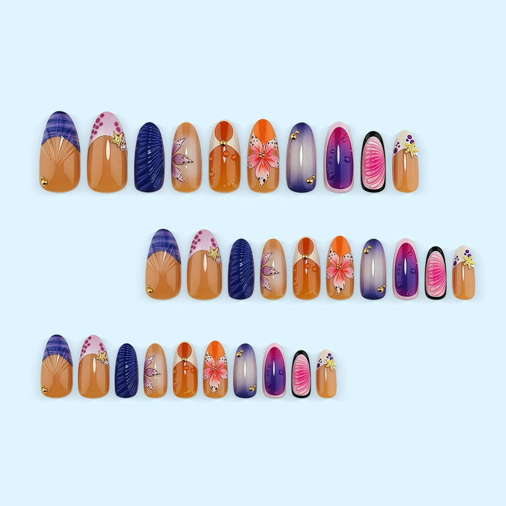 Artificial nails with colorful flower patterns Kalsten