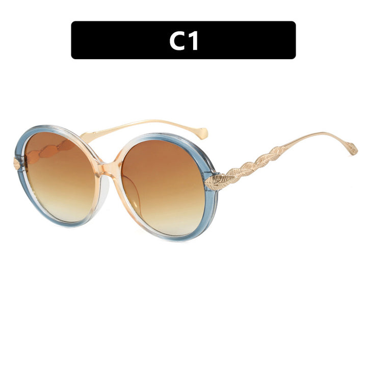 Ladies large round sunglasses with decorative metal accents Kalsten