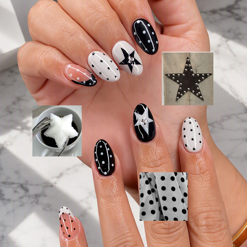 Artistic Star-Patterned Press-On Nail Tips Kalsten