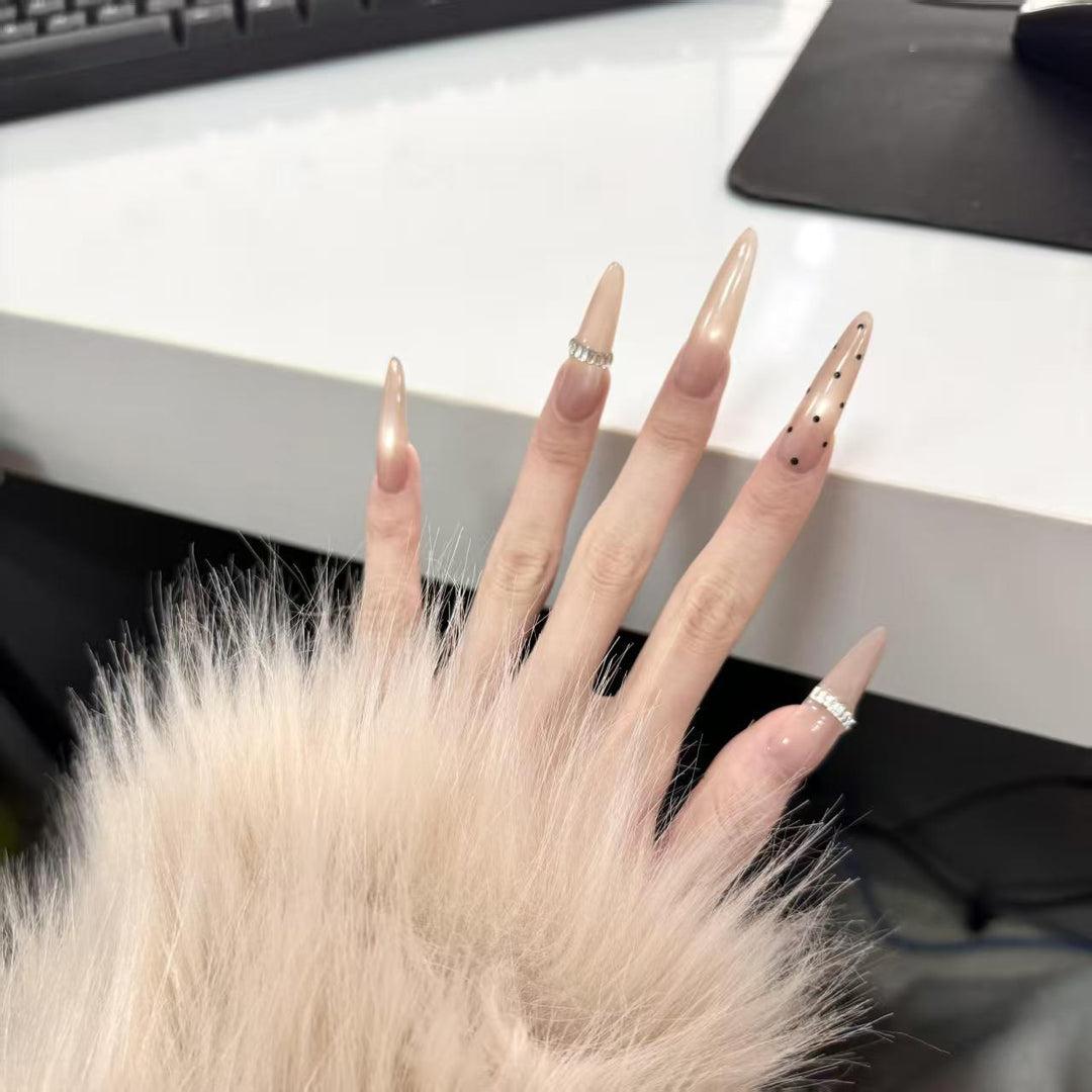 Stiletto Nail Art Extensions with Decorative Rhinestones