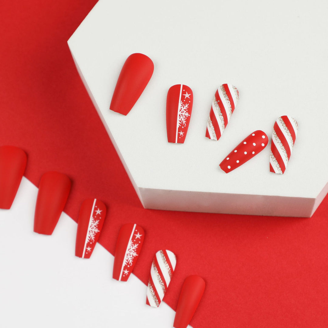 Artful Nail Extensions in Festive Design Kalsten