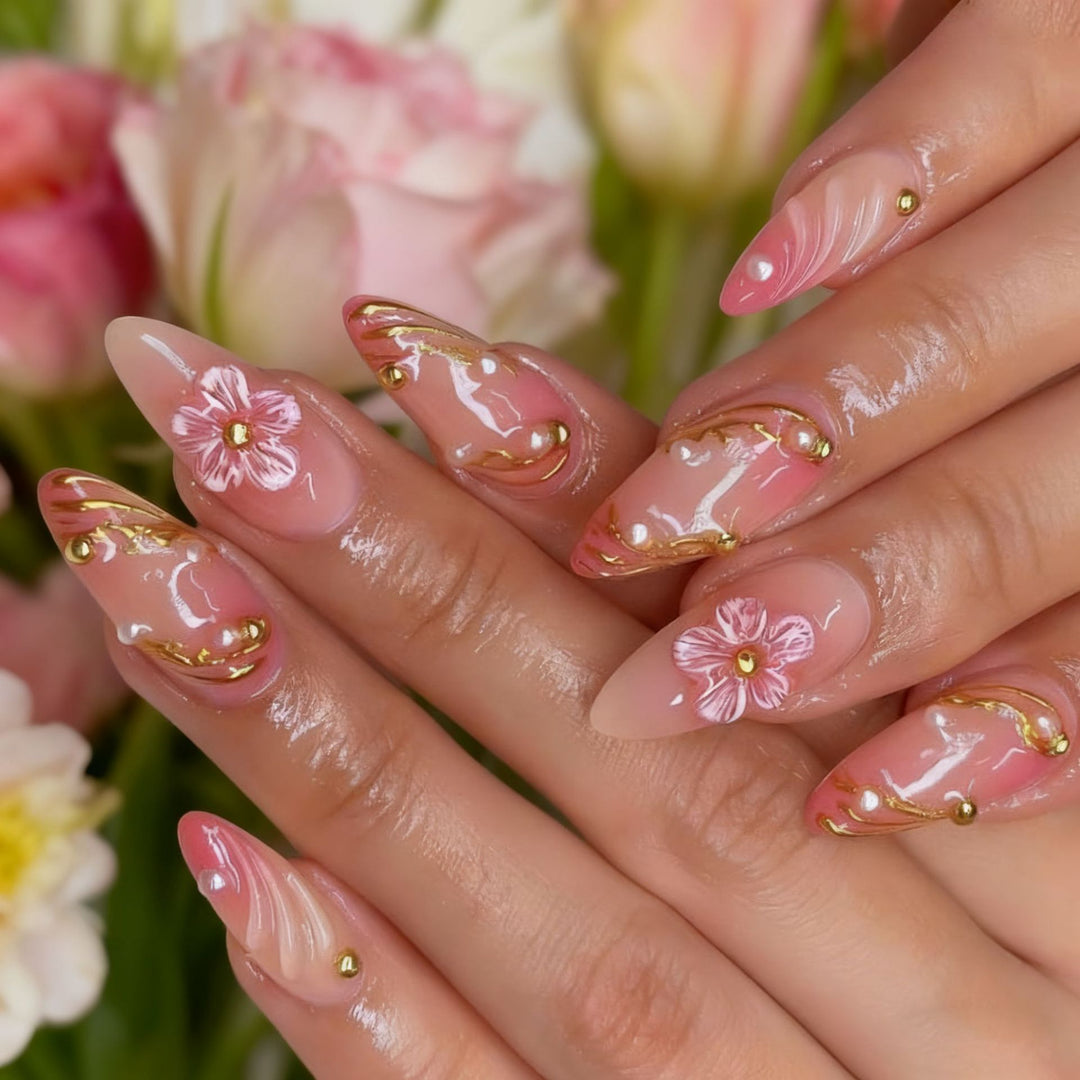Floral Decorative Acrylic Nail Enhancements Kalsten