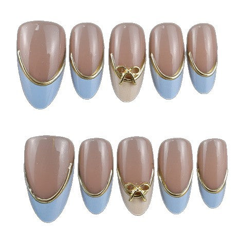 Acrylic nail set with elegant designs and gold accents Kalsten