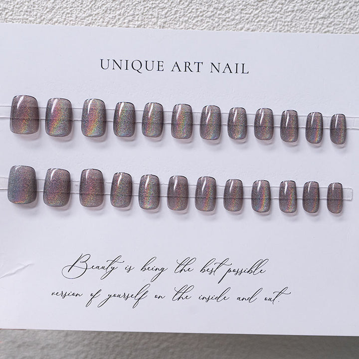 Elegant Holographic Press-On Nails