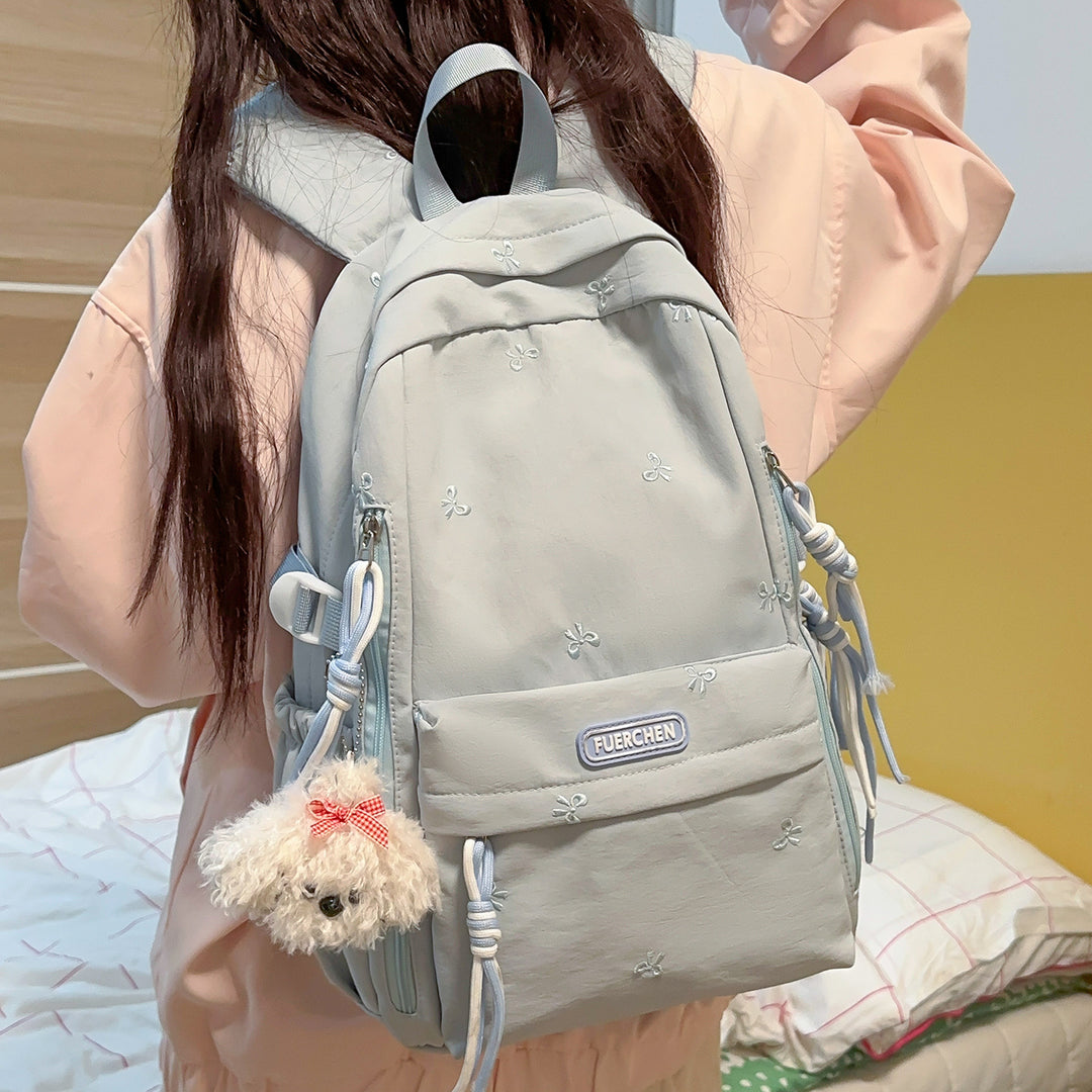 Stylish Multi-Pocket Backpack with Furry Keychain Kalsten