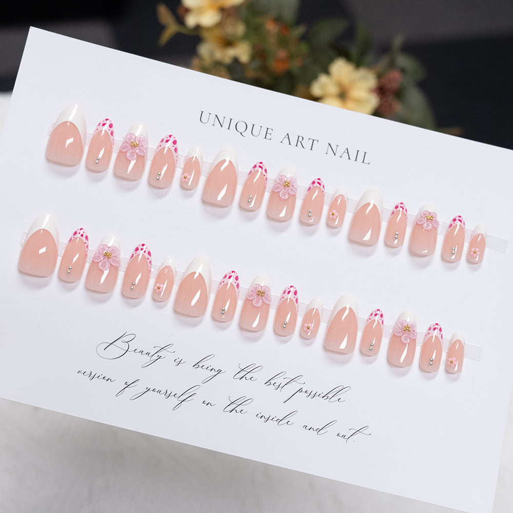 Floral-Embellished Press-On Nails Set  1791110894
