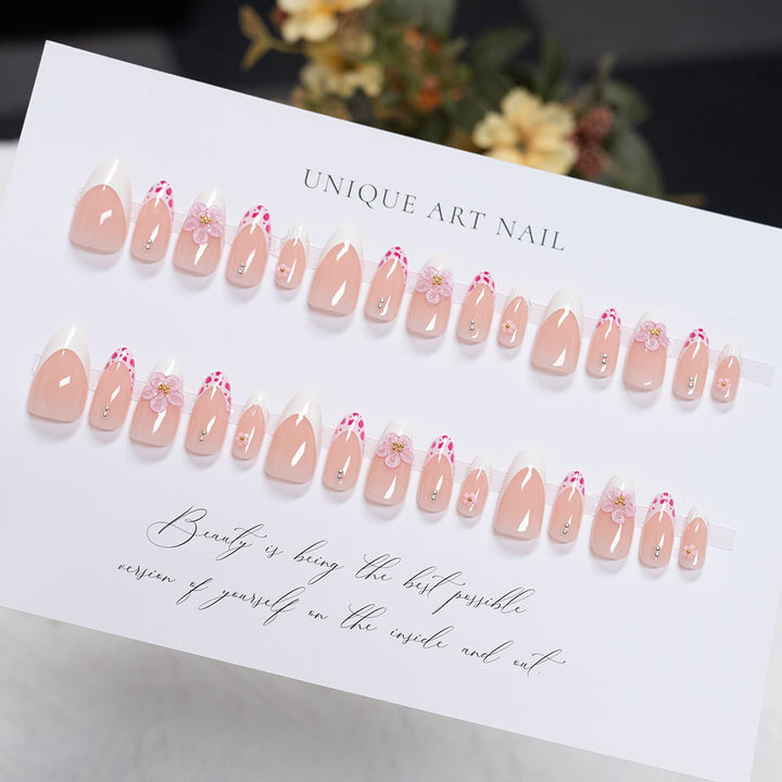 Floral-Embellished Press-On Nails Set  1791110894