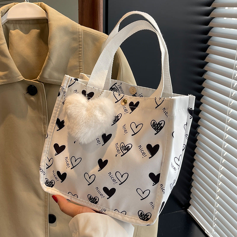Cute Heart Patterned Tote Bag