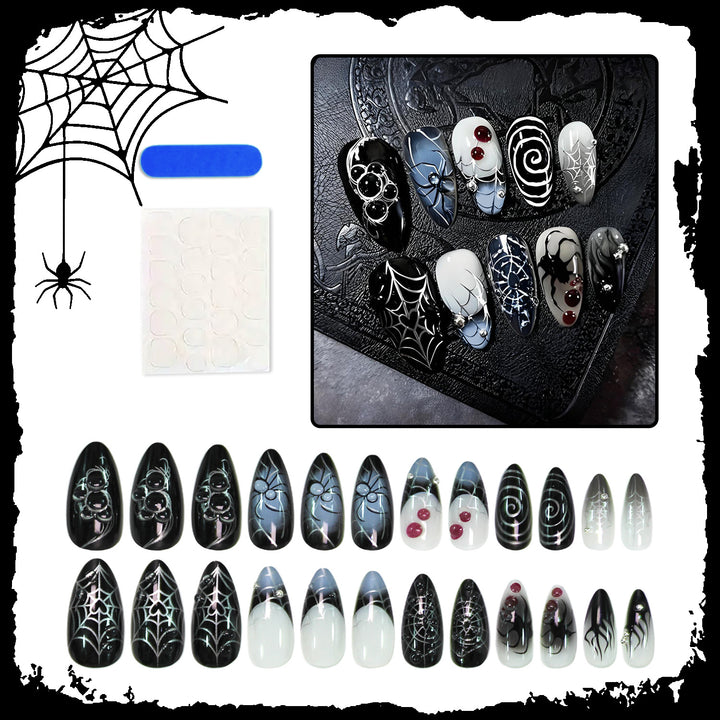 Acrylic nail set with creepy spider and Halloween designs Kalsten