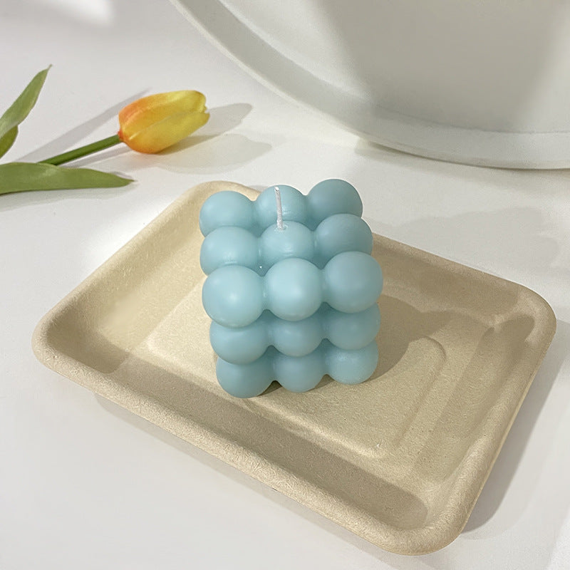Bubble Cube Sculptural Decorative Soy Candle