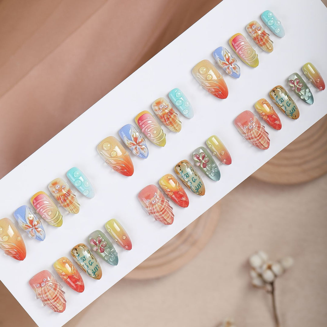 Nail art set with floral and creative designs Kalsten