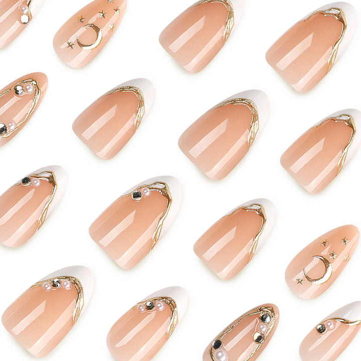 Elegant Nail Art with Glitter and Moon Designs Kalsten