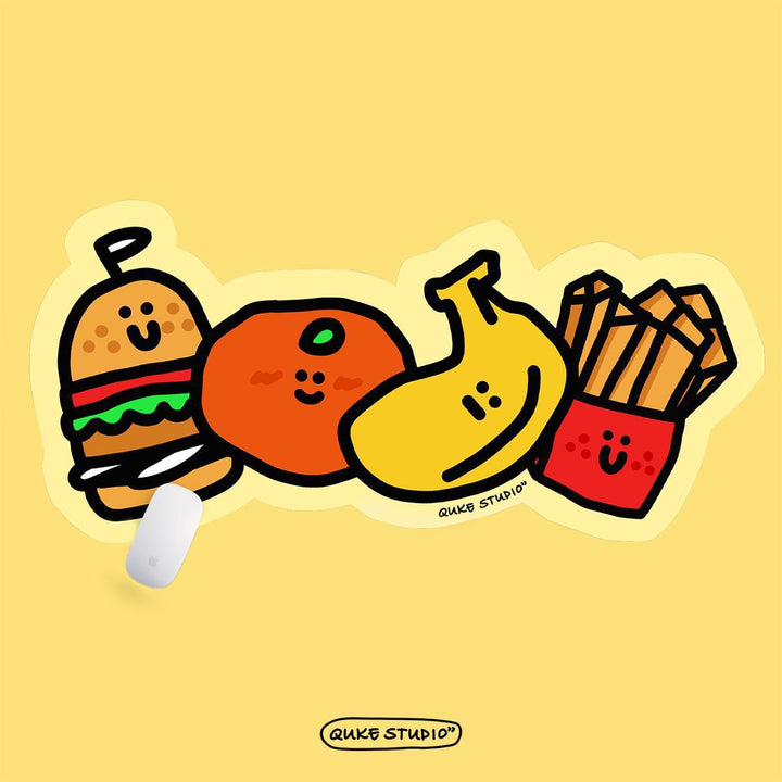 Cartoon Food-Themed Extended Mouse Pad