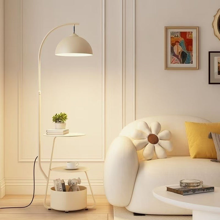 Modern Arc Floor Lamp with Integrated Side Table
