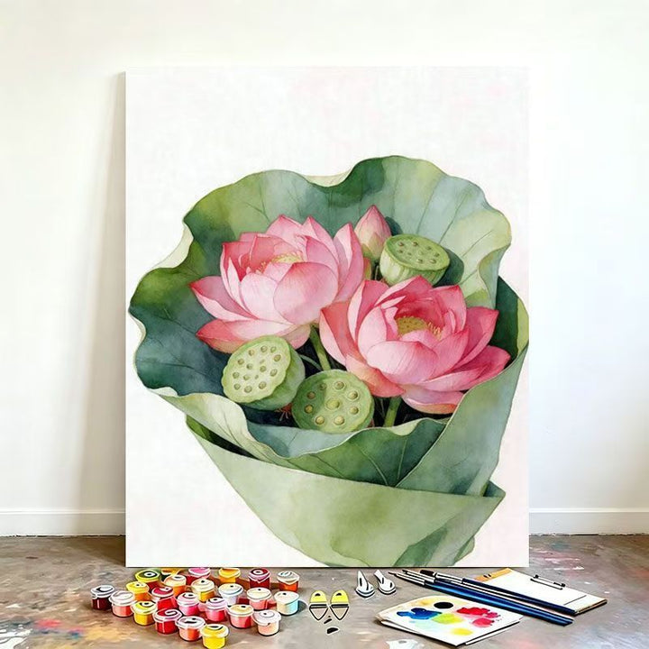 Watercolor Lotus Flower Canvas Art Kit Kalsten