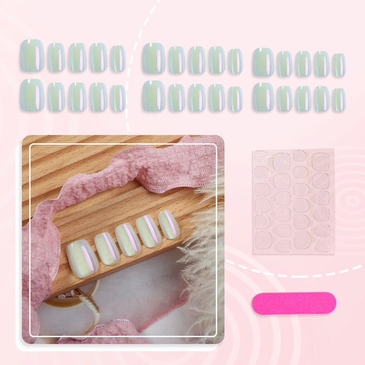Stylish Press-On Nail Art Set with Iridescent Finish