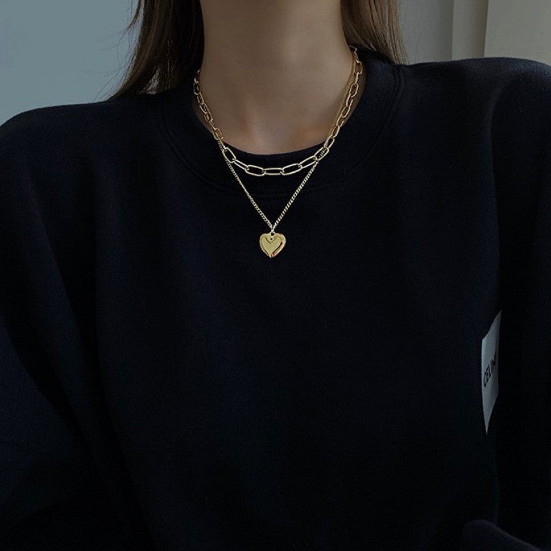 Heart Chain Layered Necklace Kalsten