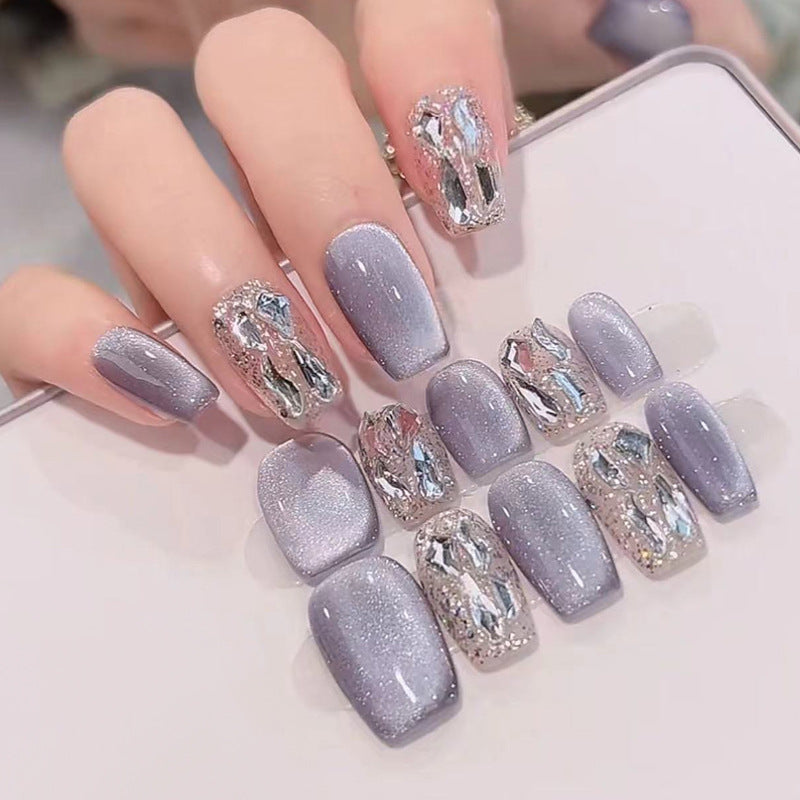 Glamorous Press-On Nail Set with Decorative Gemstone Accents Kalsten