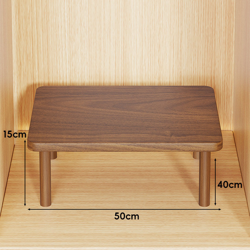 Height-Adjustable Rectangular Wooden Riser Table with Detachable Round Legs