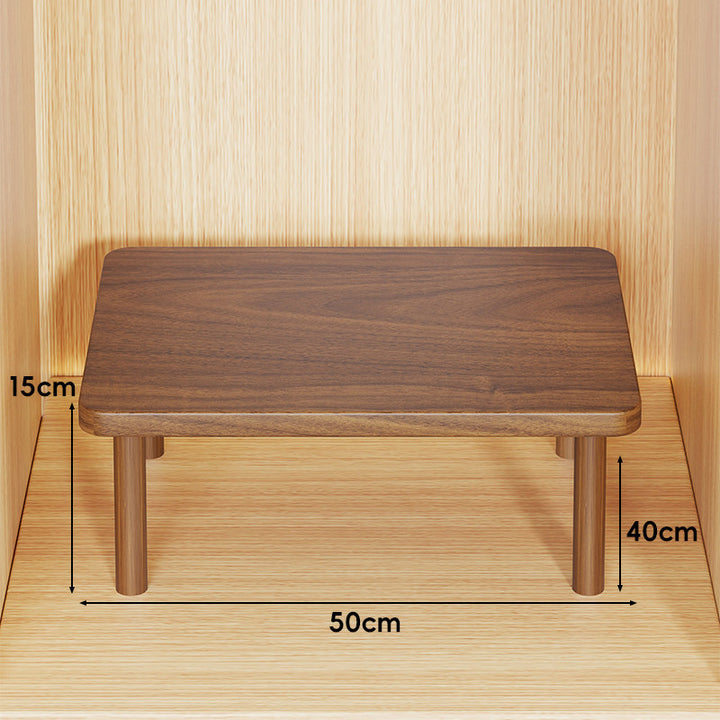 Height-Adjustable Rectangular Wooden Riser Table with Detachable Round Legs