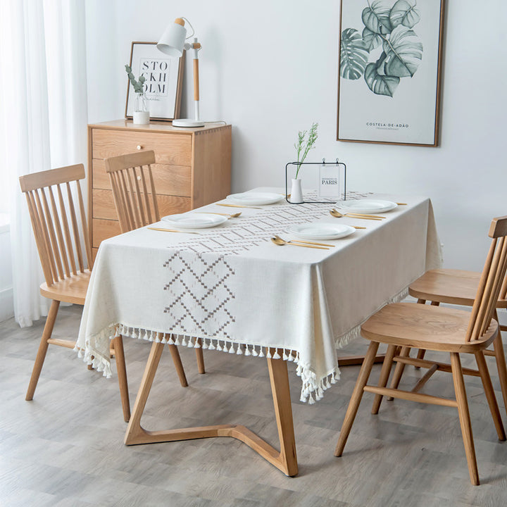 Embroidered Botanical Tablecloth