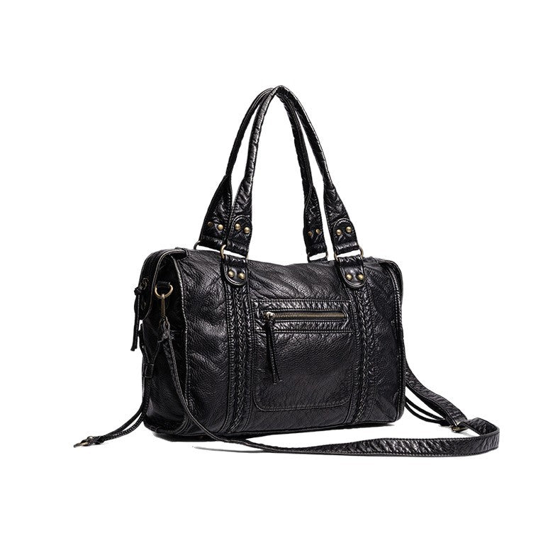 Distressed Leather Satchel Bag Kalsten