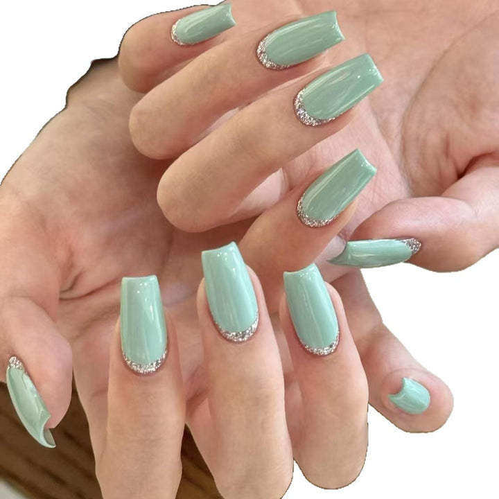 Elegant Glitter French Tip Nail Extensions
