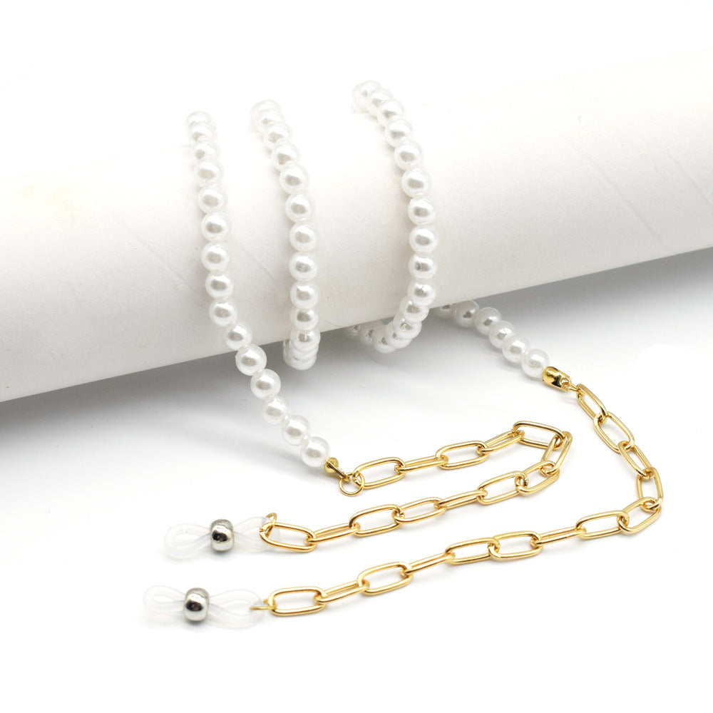 Elegant Pearl and Gold Chain Eyewear Holder Kalsten