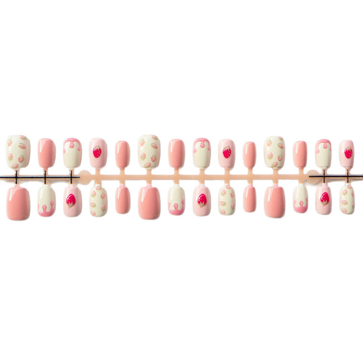 Creative Strawberry-Themed Press-On Nail Art