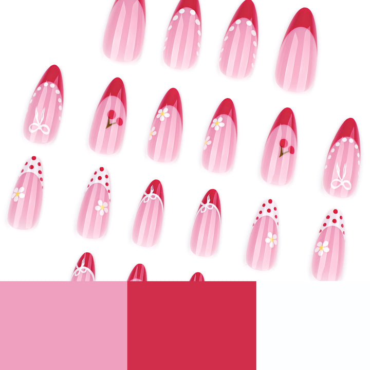 Artistic Nail Extensions with Cheerful Cherry Design Kalsten
