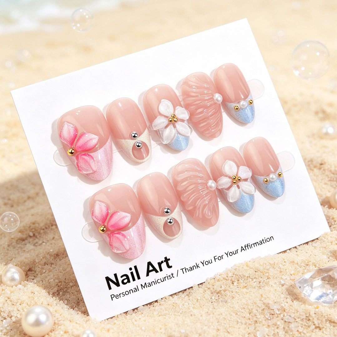Floral Design Press-On Nail Art Set