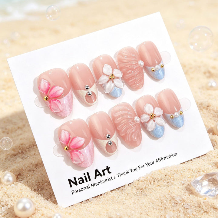 Floral Design Press-On Nail Art Set