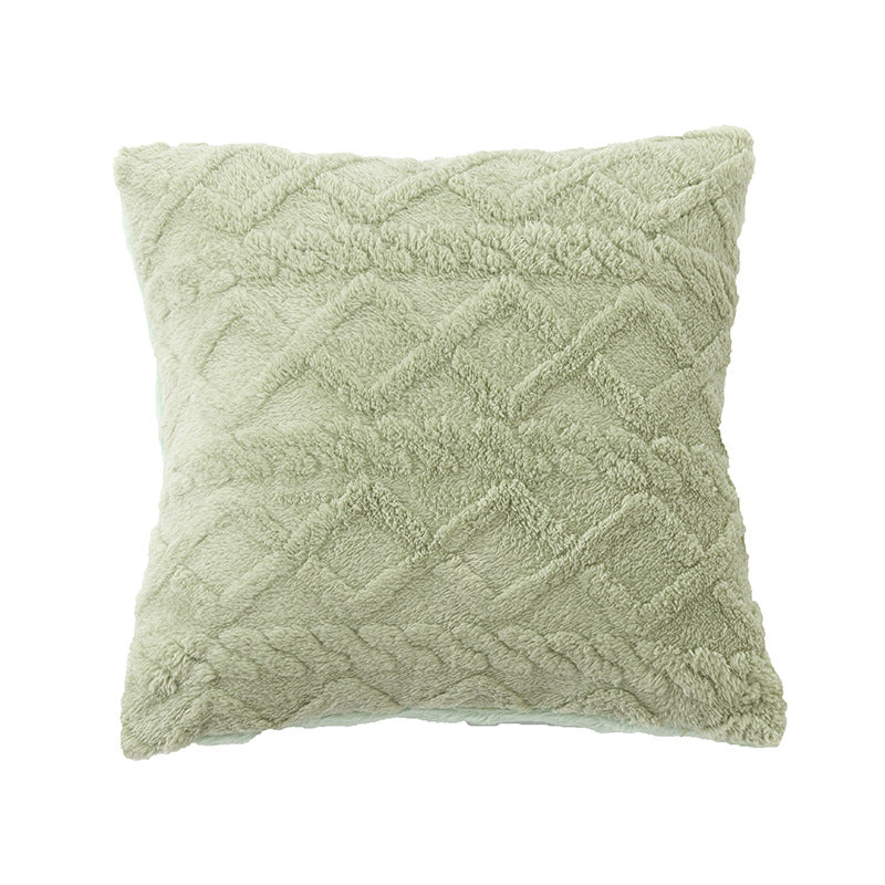 Square living cushion made of teddy boucle with raised diamond texture Kalsten