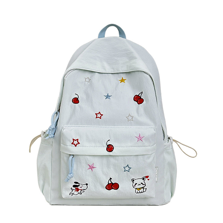 Playful Character Embroidered School Backpack Kalsten