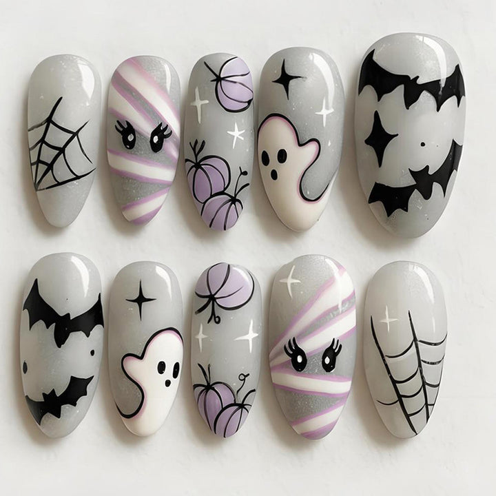 Artificial nail set with spooky Halloween designs Kalsten