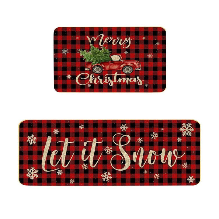 Festive Christmas-Themed Kitchen Mat Set