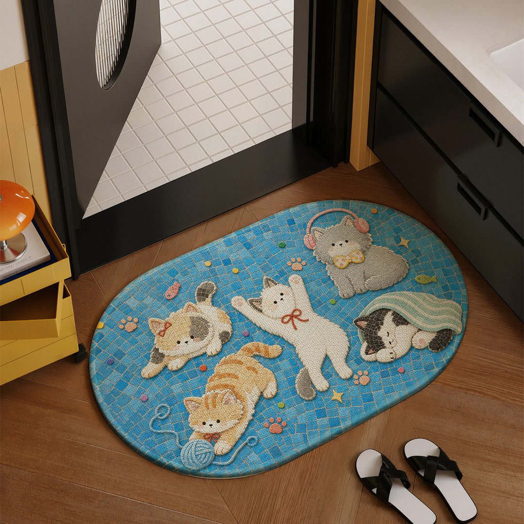 Playful Cat-Themed Decorative Bath Rug