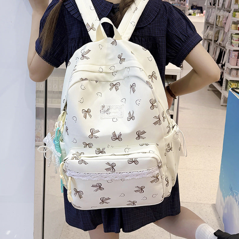 Feminine Bow-Patterned Casual Backpack Kalsten