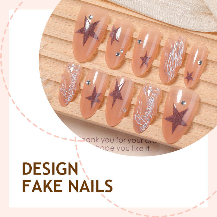 Acrylic nail set with elegant star and glitter details Kalsten