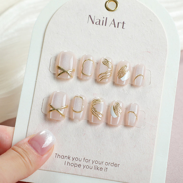 Luxury Gold-Accented Press-On Nail Set