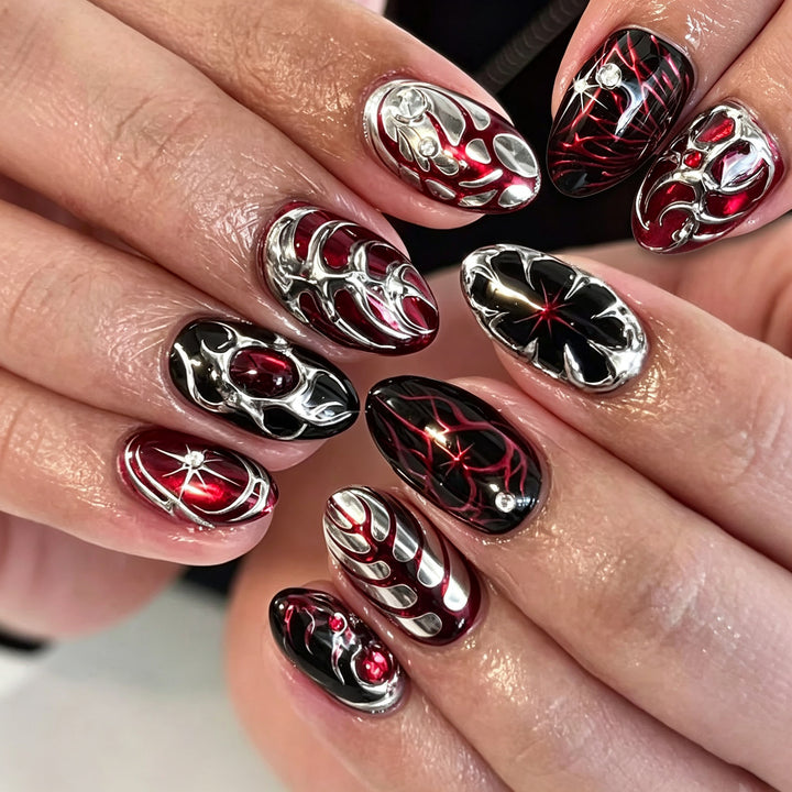 Gothic-Inspired Decorative Press-On Nail Art Set