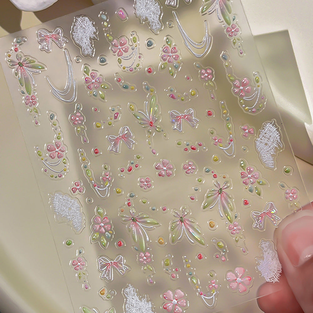 Decorative Floral Nail Art Sticker Sheet